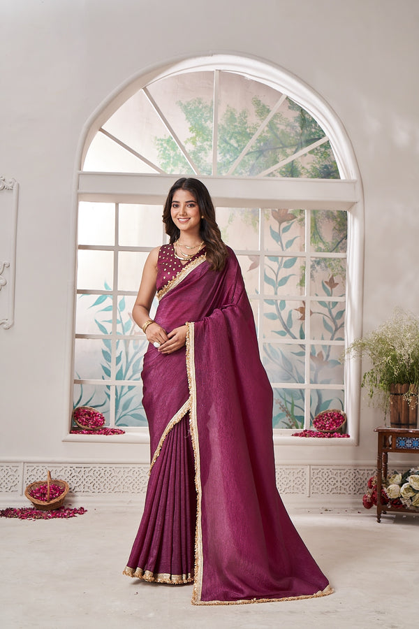 Rani pink color detailed lace
